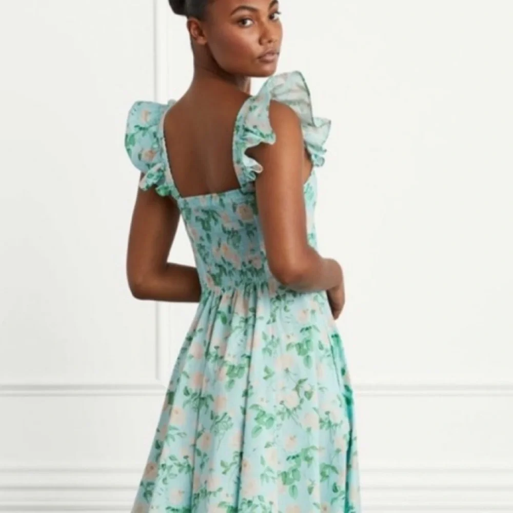 Hill House Elizabeth Mini Nap Dress in Blue Roses Cotton XS - Picture 3 of 6